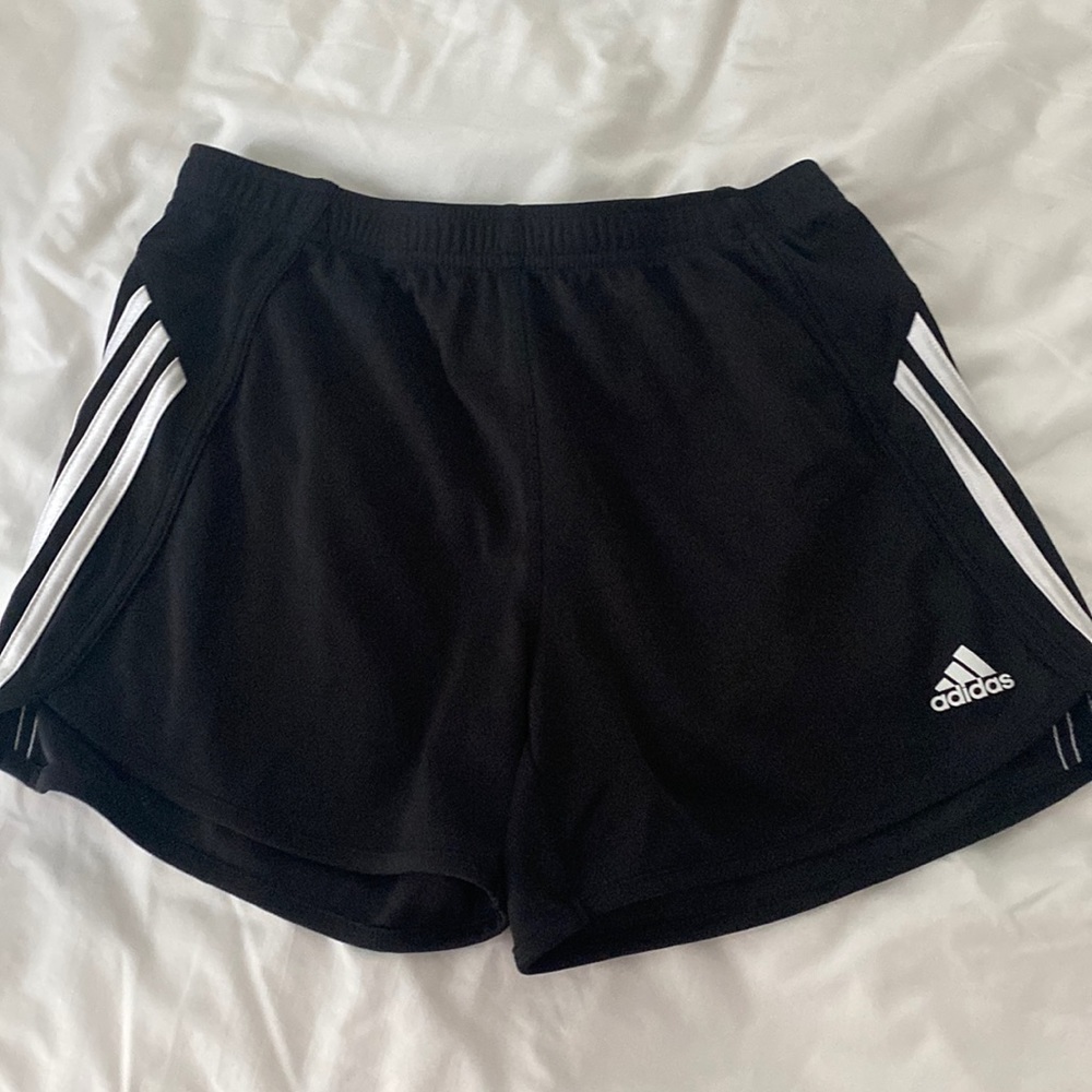 Girls adidas striped soccer shorts